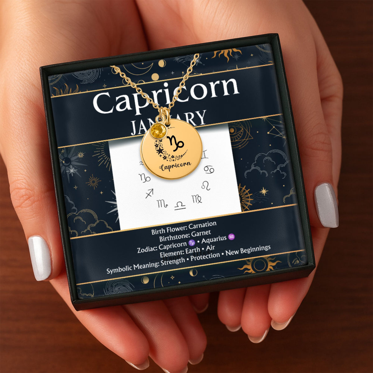 Capricorn Birthstone Necklace | Garnet Zodiac Jewelry by OwnPrint