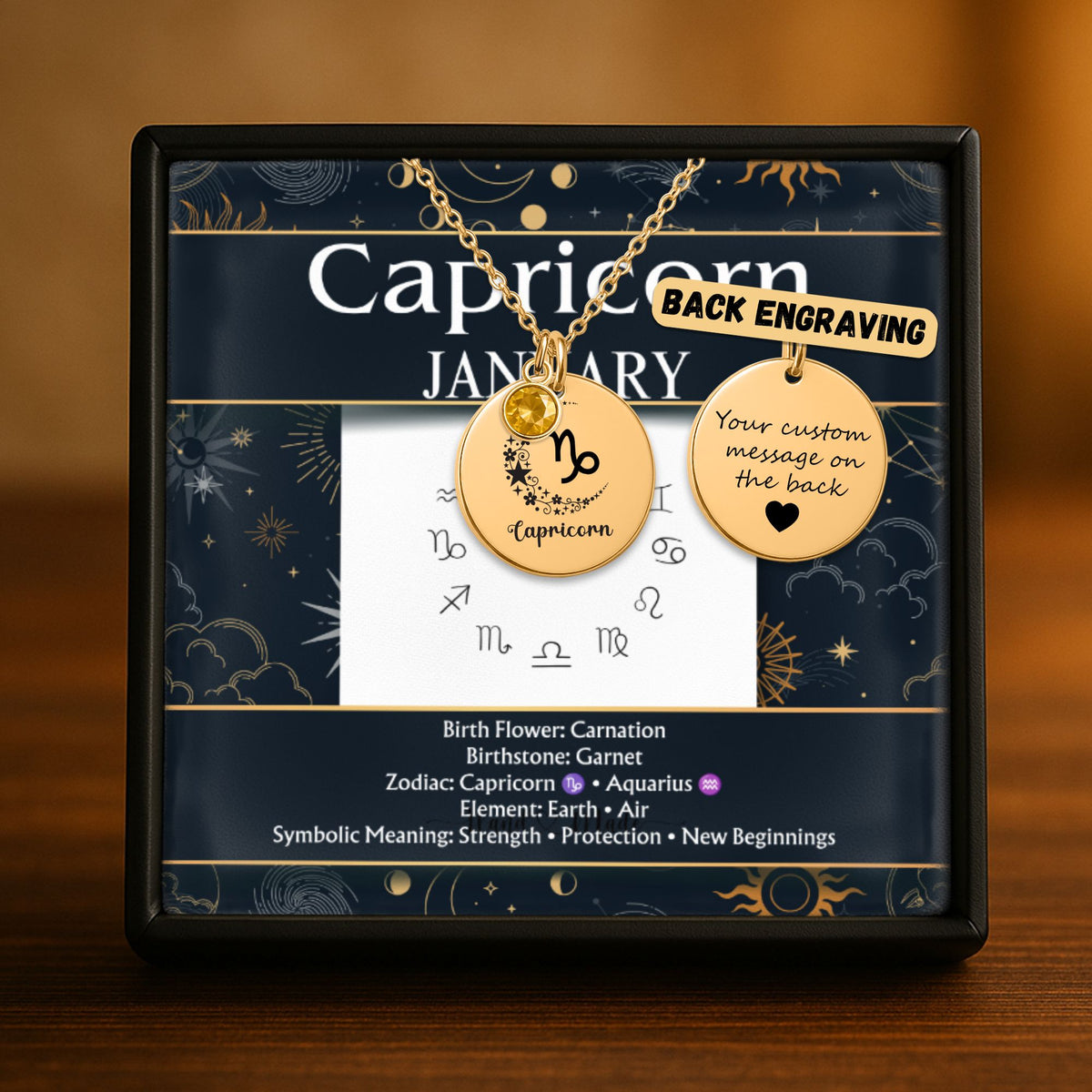 Capricorn Birthstone Necklace | Garnet Zodiac Jewelry by OwnPrint