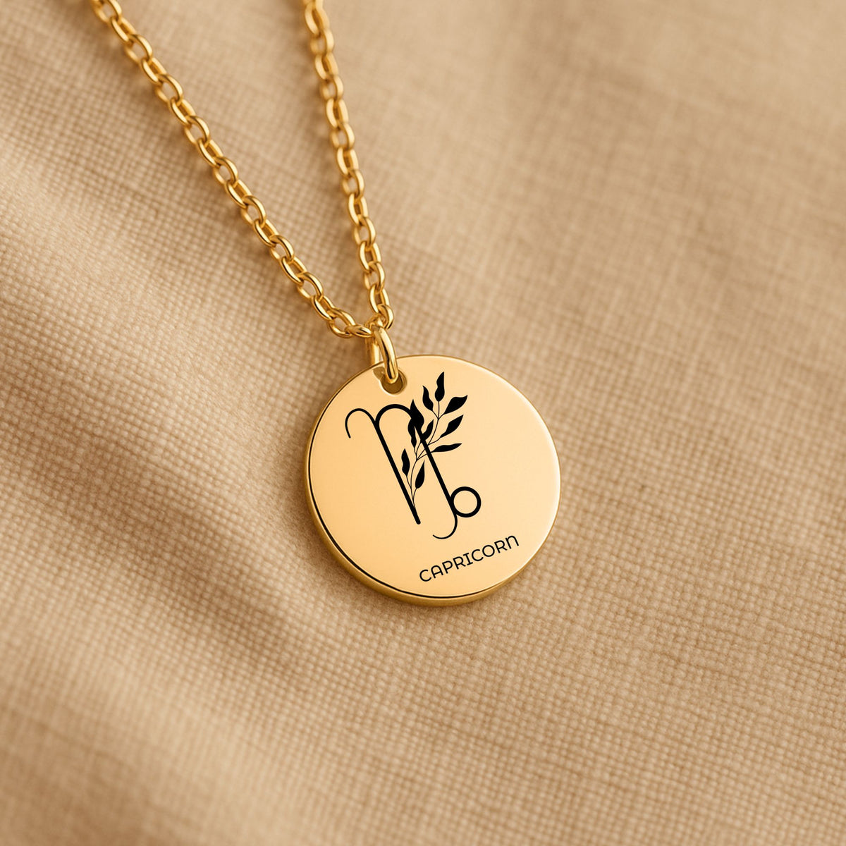 Capricorn Zodiac Coin Necklace – Minimalist Capricorn Pendant by OwnPrint