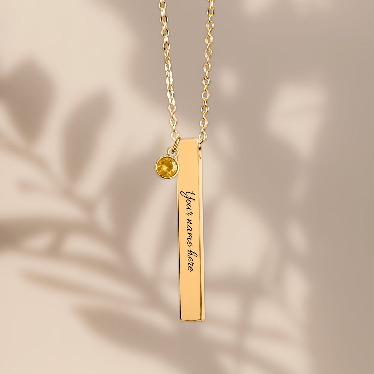 3D Bar Necklace with Birthstone by OwnPrint