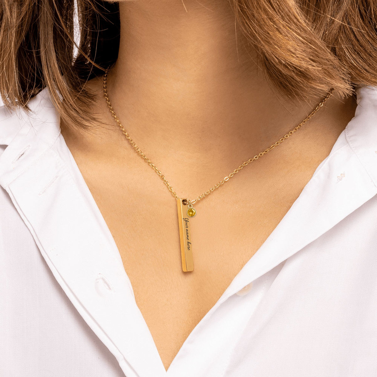 3D Bar Necklace with Birthstone by OwnPrint