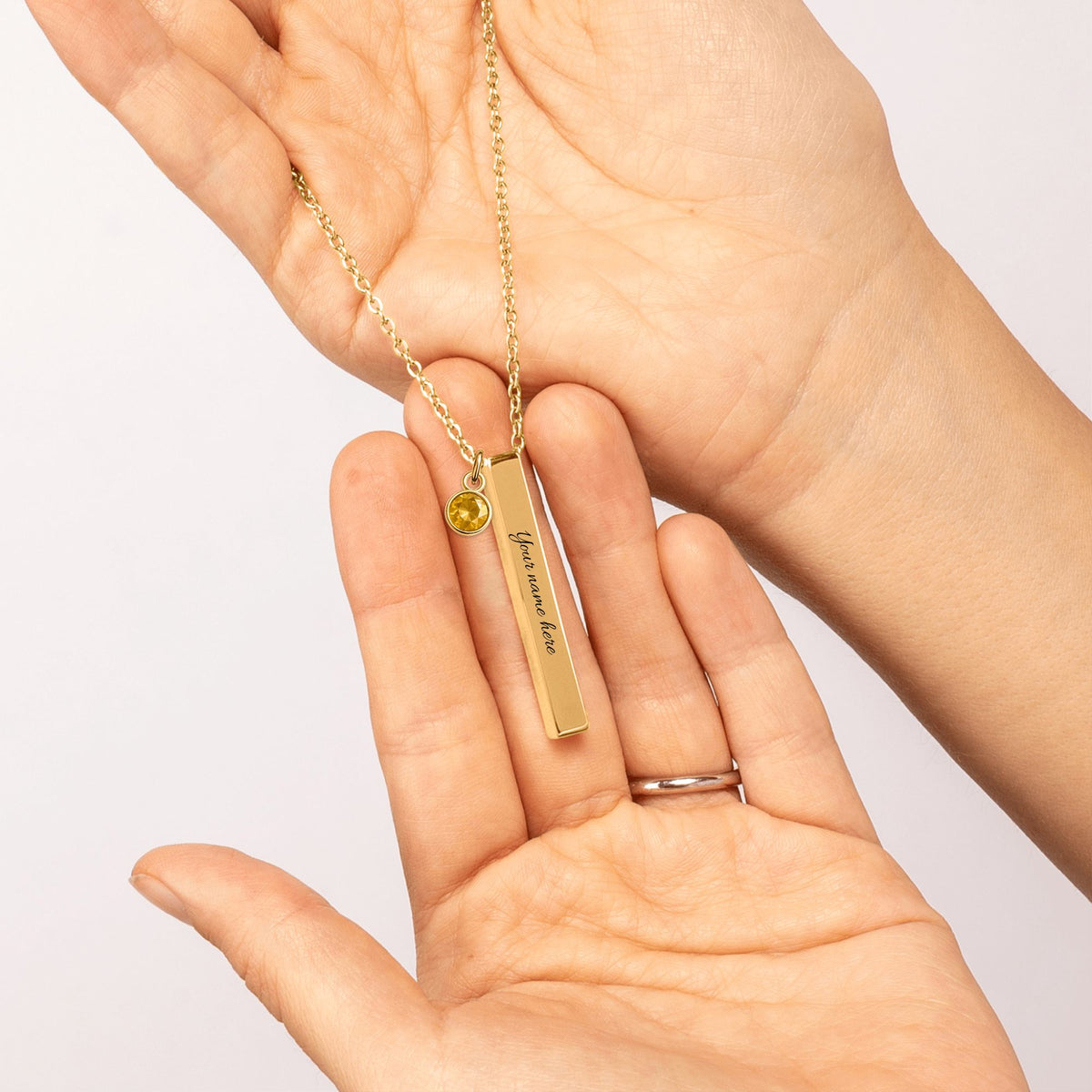 3D Bar Necklace with Birthstone by OwnPrint