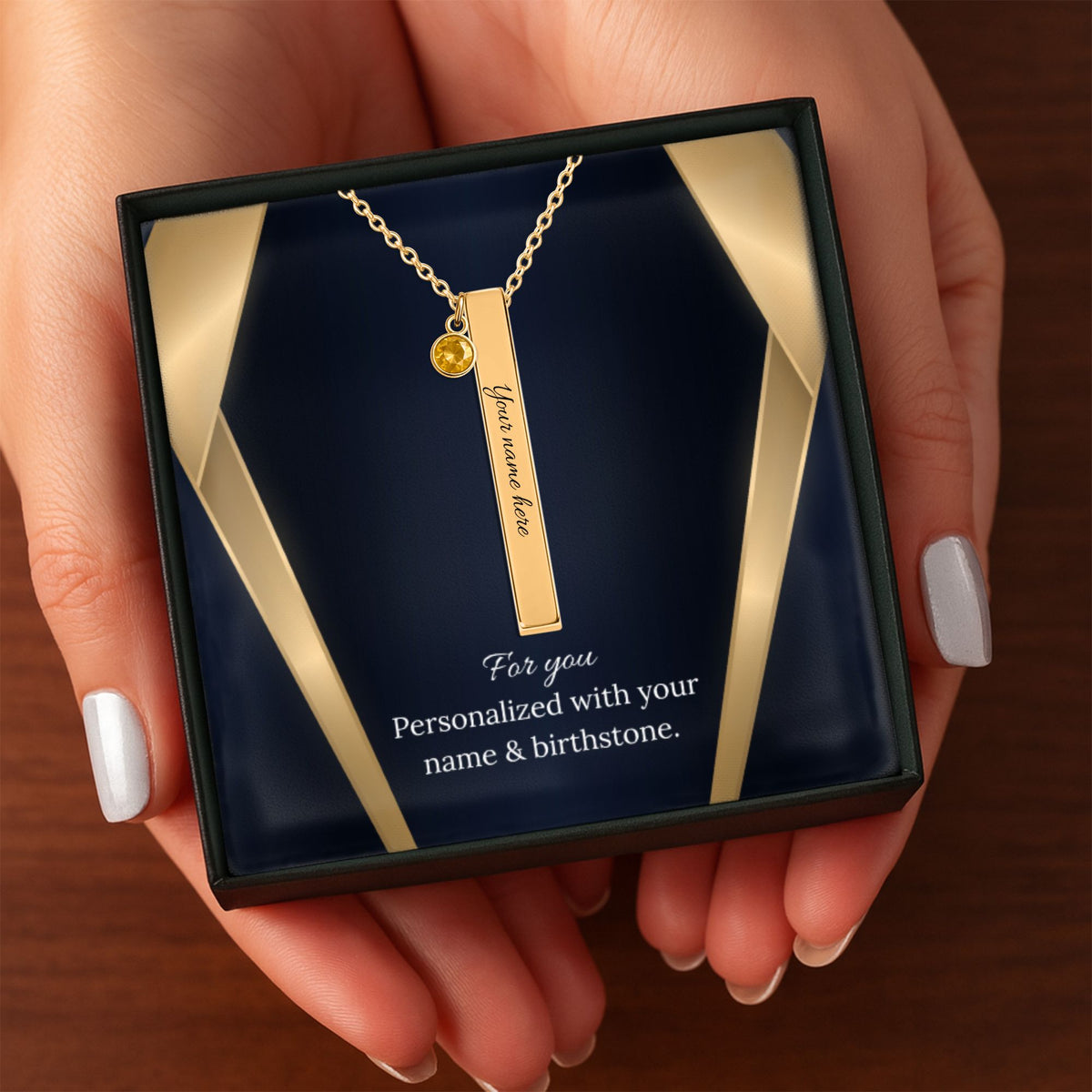 3D Bar Necklace with Birthstone by OwnPrint