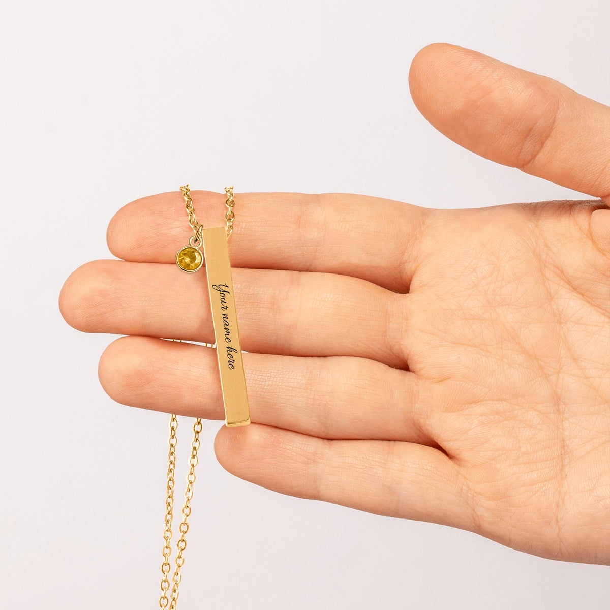 3D Bar Necklace with Birthstone by OwnPrint