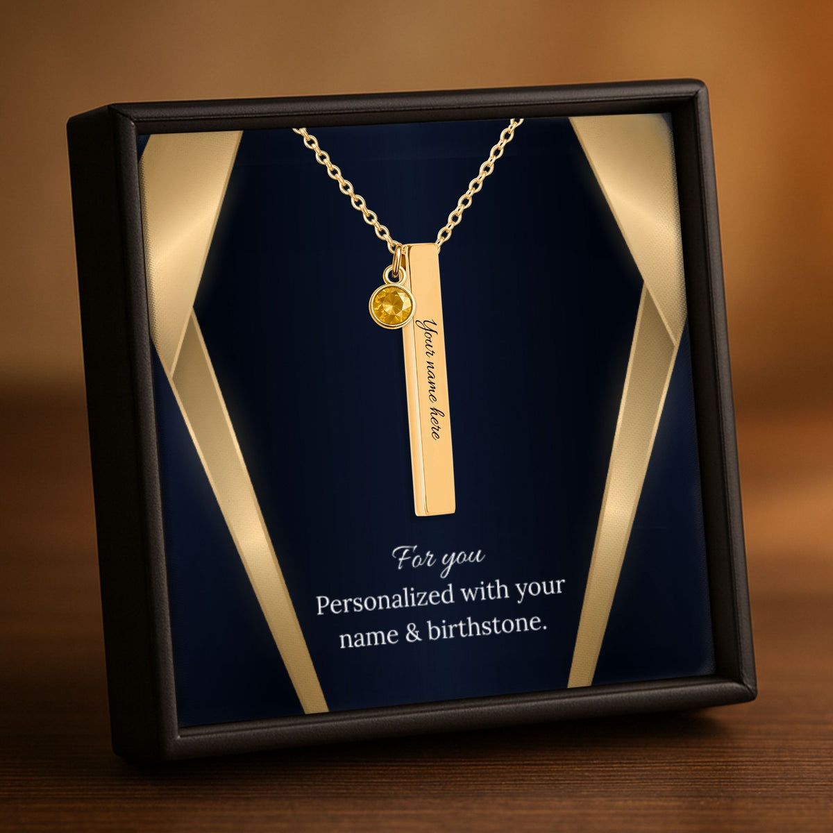 3D Bar Necklace with Birthstone by OwnPrint