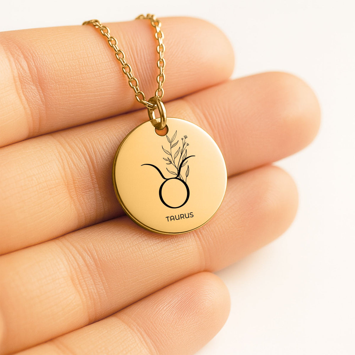 Taurus Zodiac Coin Necklace – Minimalist Taurus Pendant Jewelry by OwnPrint