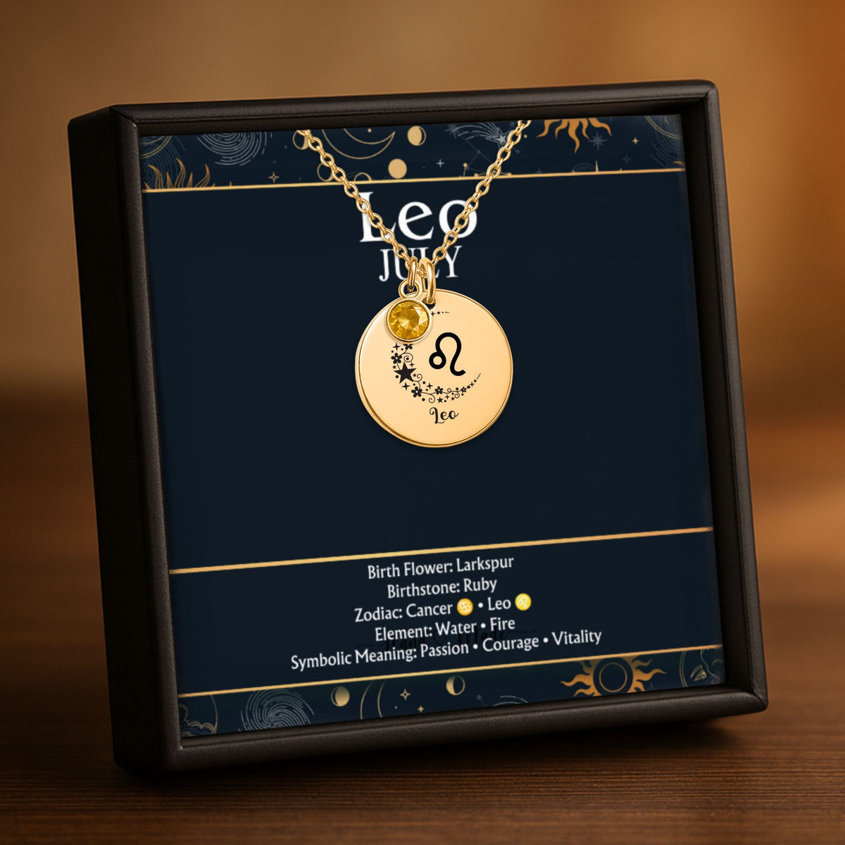 leo july Coin Necklace with Birthstone by OwnPrint