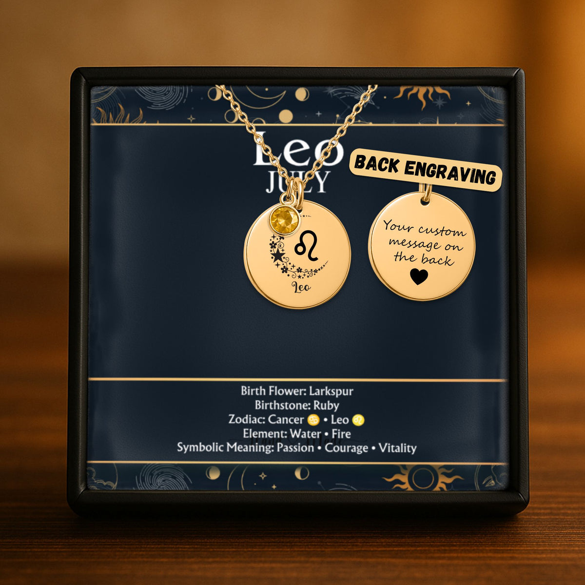 leo july Coin Necklace with Birthstone by OwnPrint