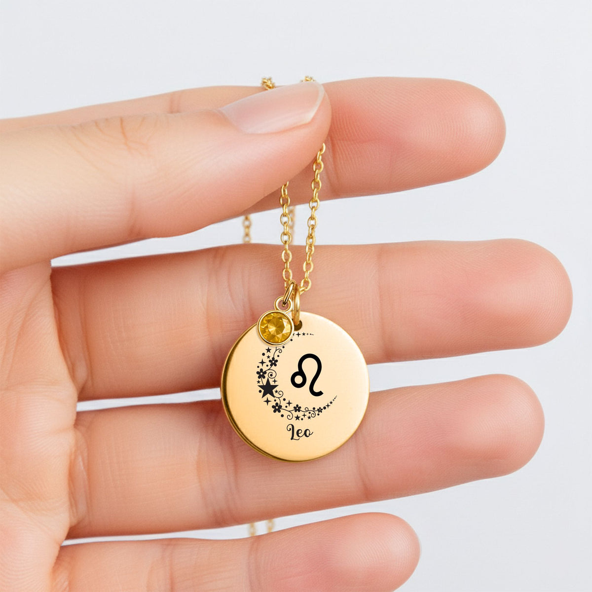leo july Coin Necklace with Birthstone by OwnPrint