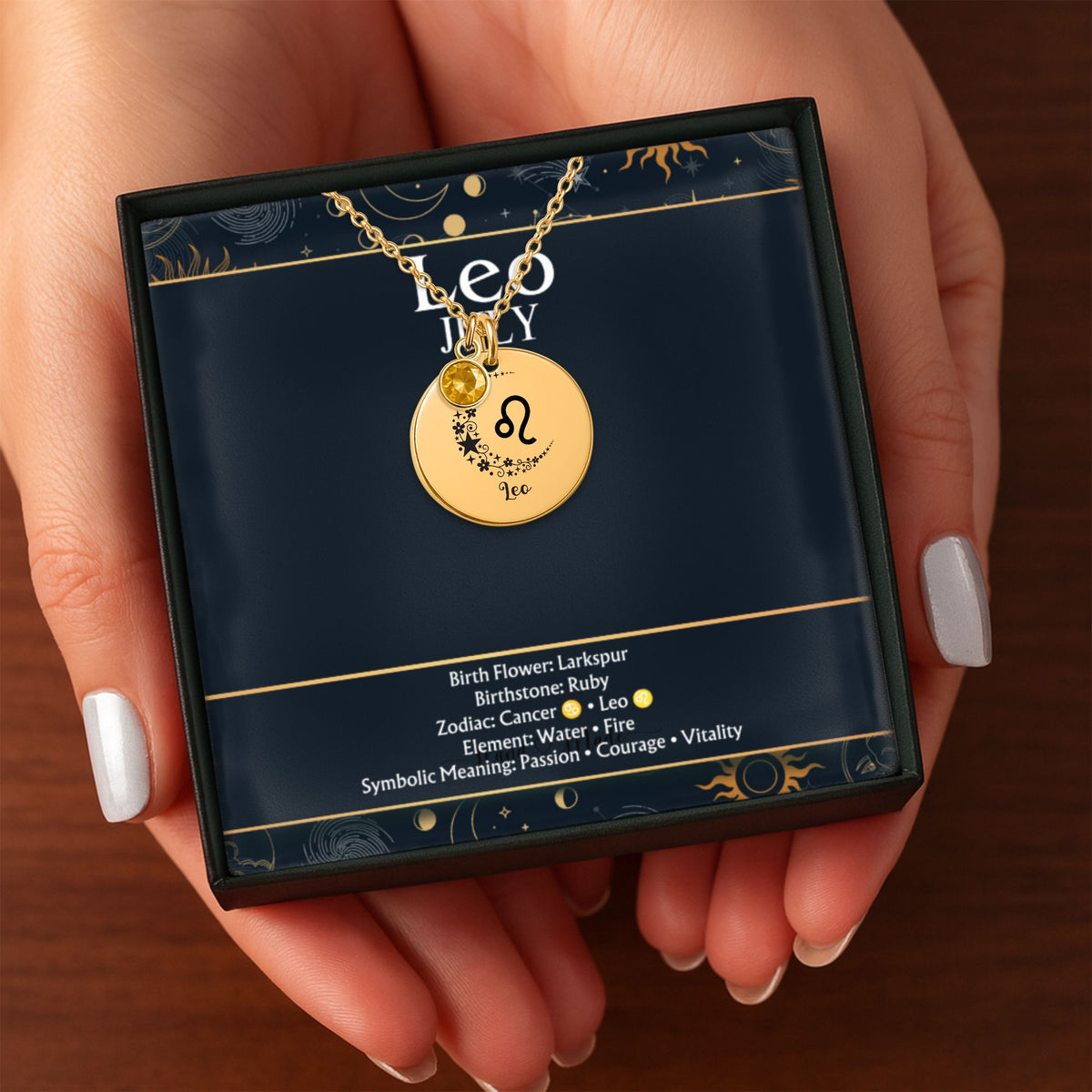 leo july Coin Necklace with Birthstone by OwnPrint