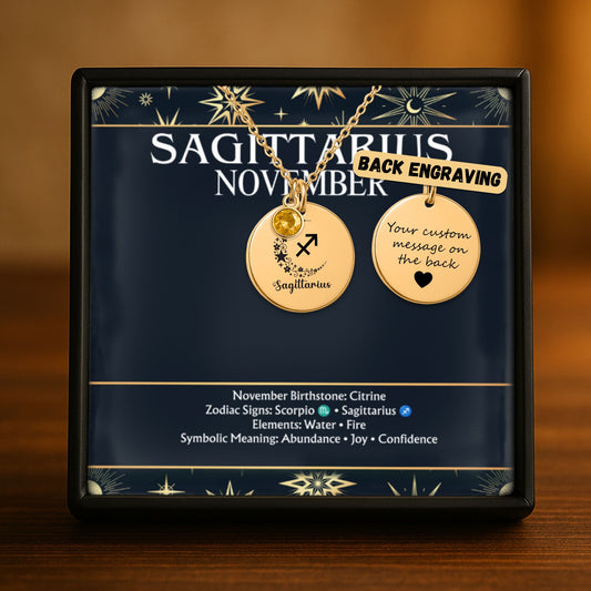 Sagittarius november Coin Necklace with Birthstone by OwnPrint