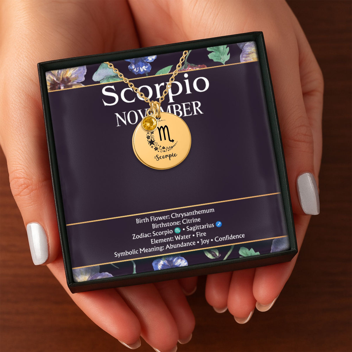Scorpio Coin Necklace with Birthstone by OwnPrint
