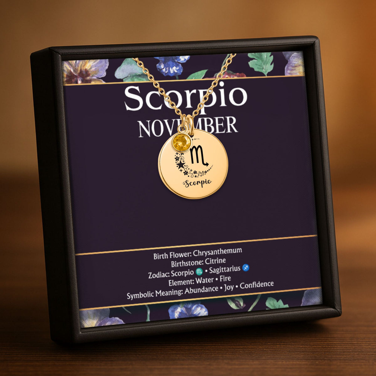 Scorpio Coin Necklace with Birthstone by OwnPrint