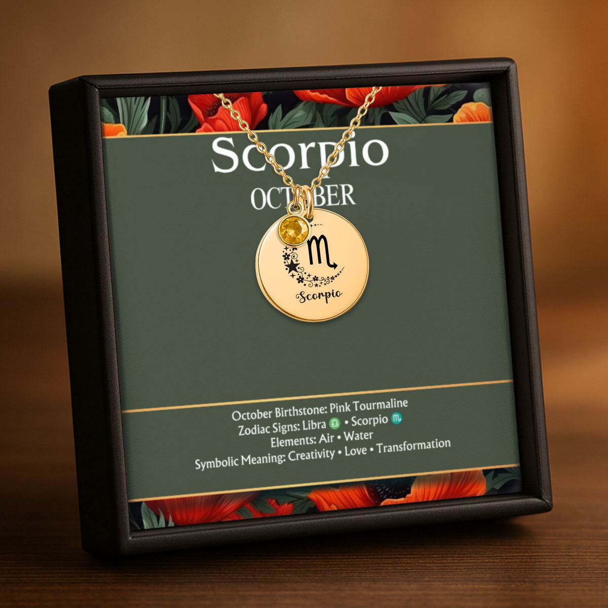 Scorpio Coin Necklace with Birthstone by OwnPrint