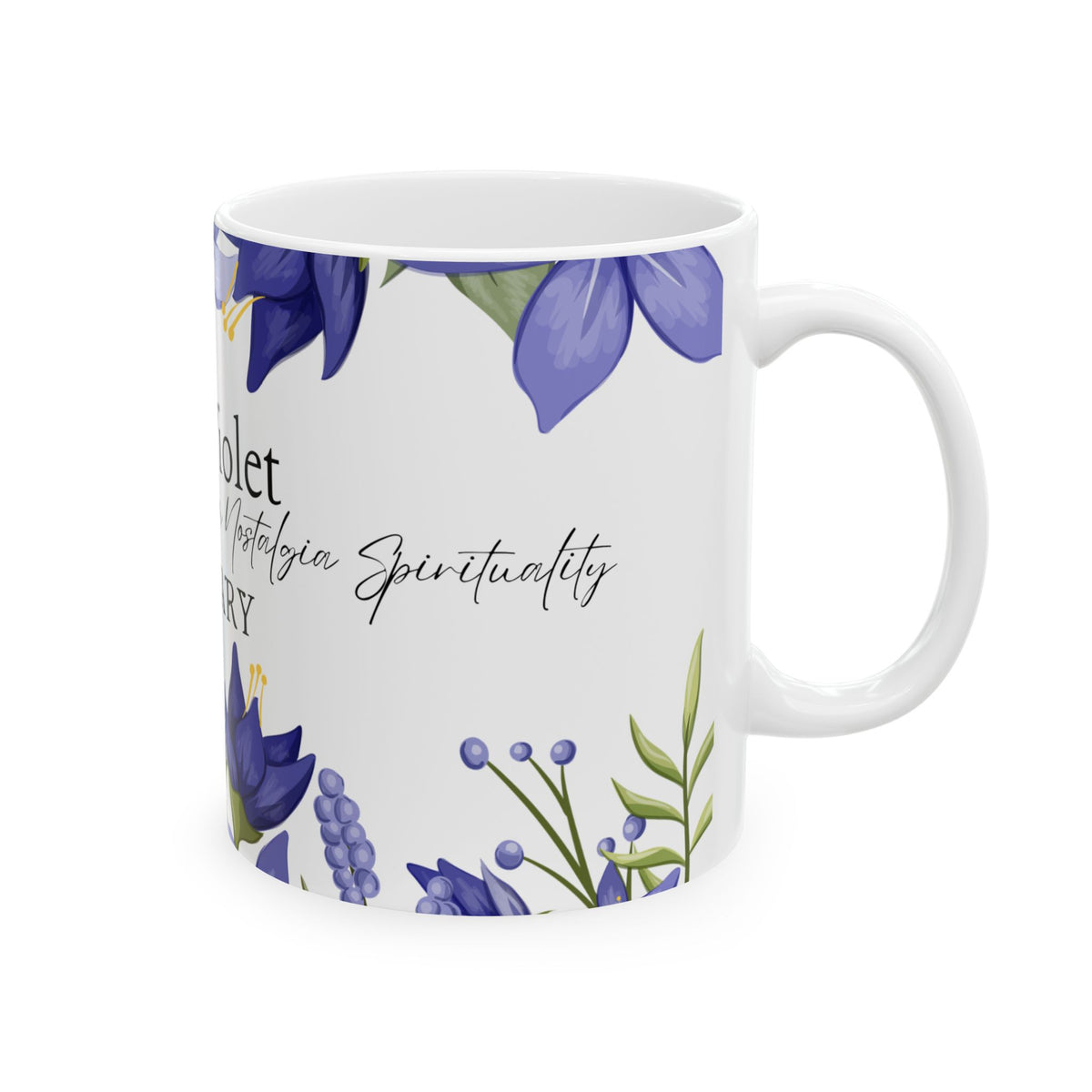 February Violet Floral Mug — Birth Month Flower Coffee Cup by Printify