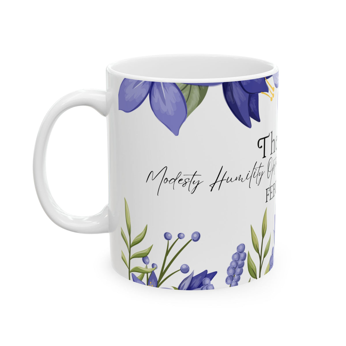 February Violet Floral Mug — Birth Month Flower Coffee Cup by Printify
