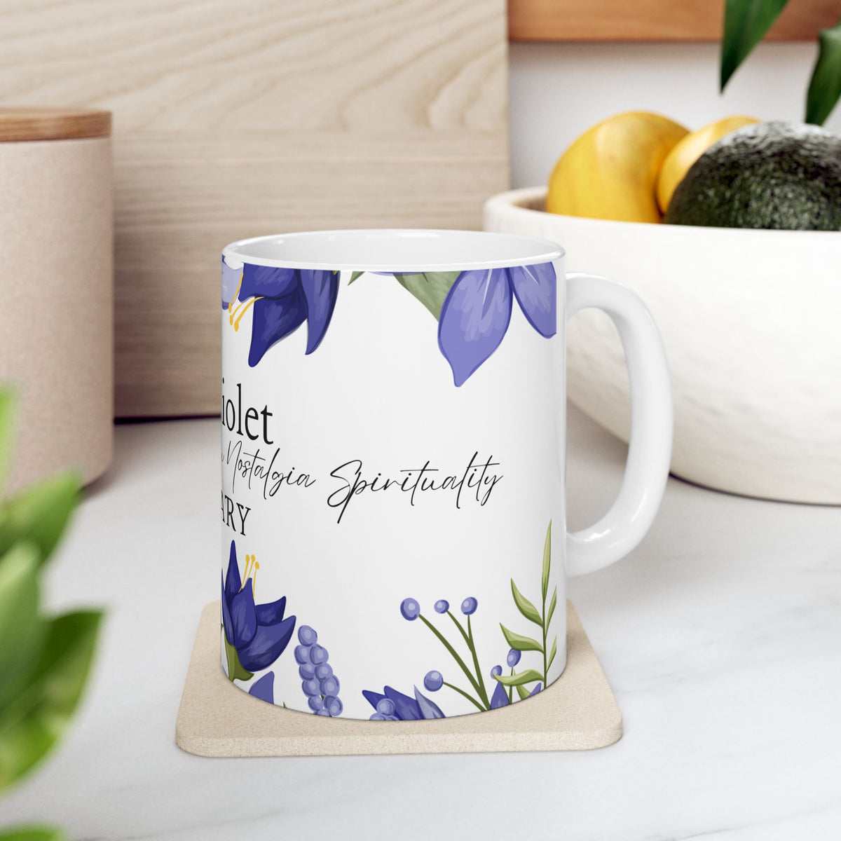 February Violet Floral Mug — Birth Month Flower Coffee Cup by Printify