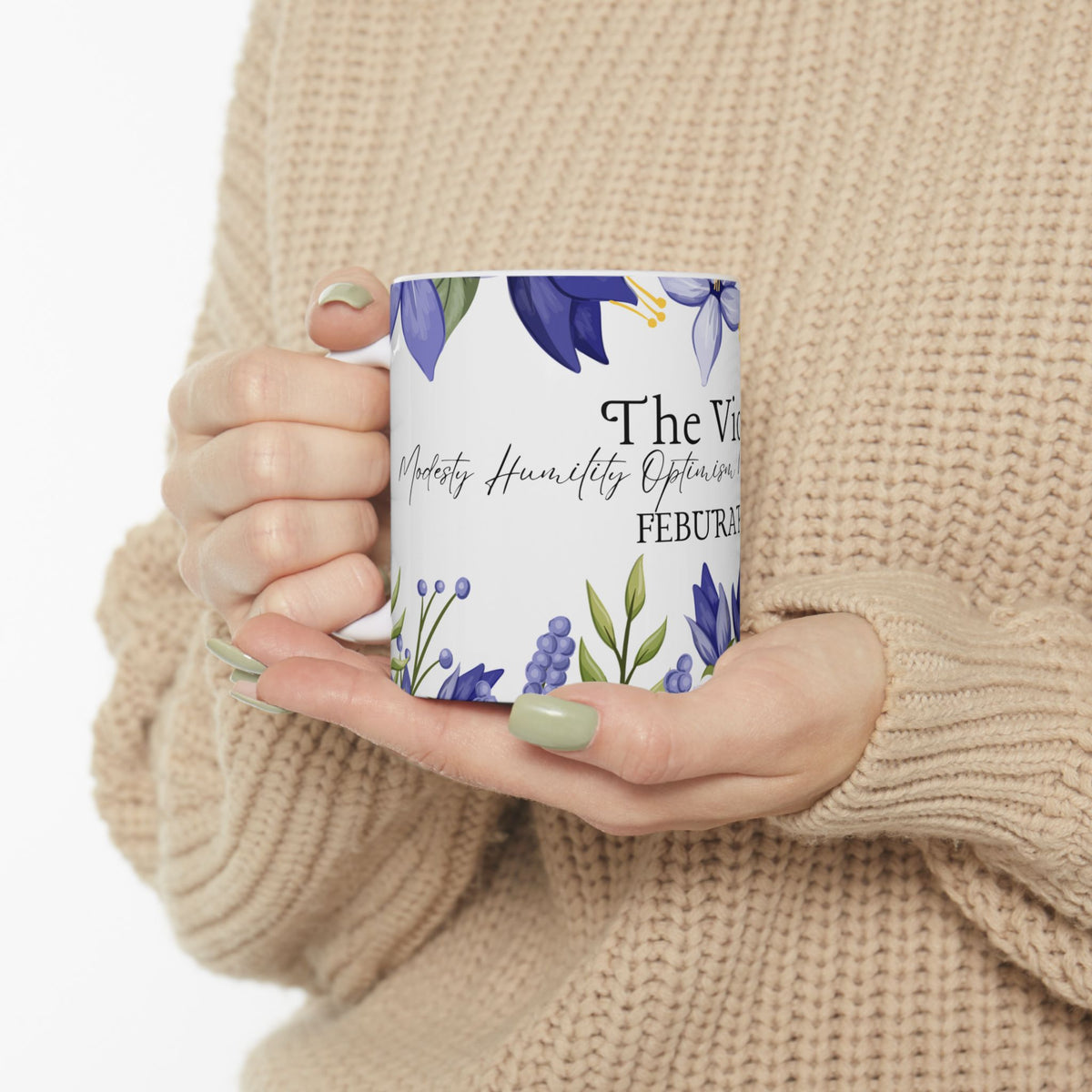 February Violet Floral Mug — Birth Month Flower Coffee Cup by Printify