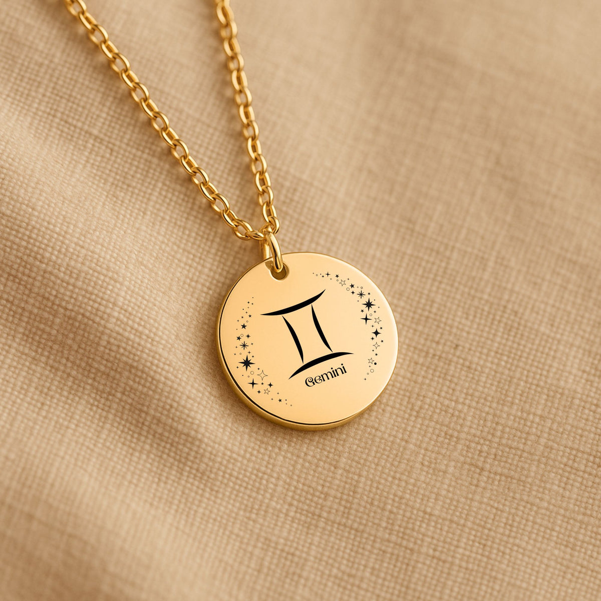 Gemini Engraved Coin Necklace | Personalized Zodiac Jewelry by OwnPrint