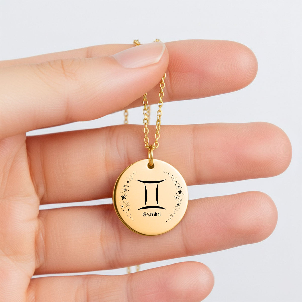 Gemini Engraved Coin Necklace | Personalized Zodiac Jewelry by OwnPrint