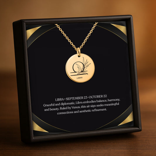 Libra Zodiac Coin Necklace – Minimalist Libra Pendant by OwnPrint
