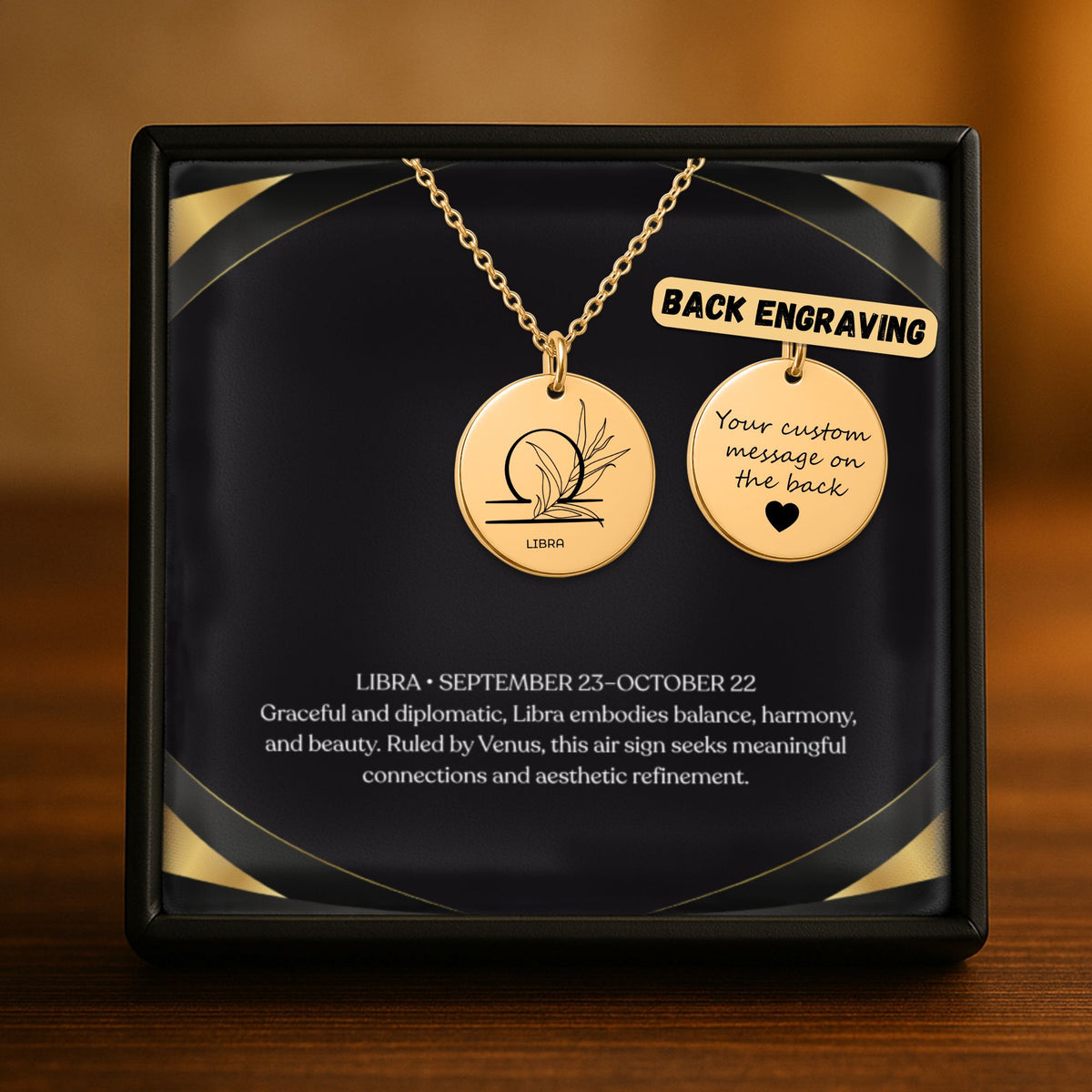 Libra Zodiac Coin Necklace – Minimalist Libra Pendant by OwnPrint