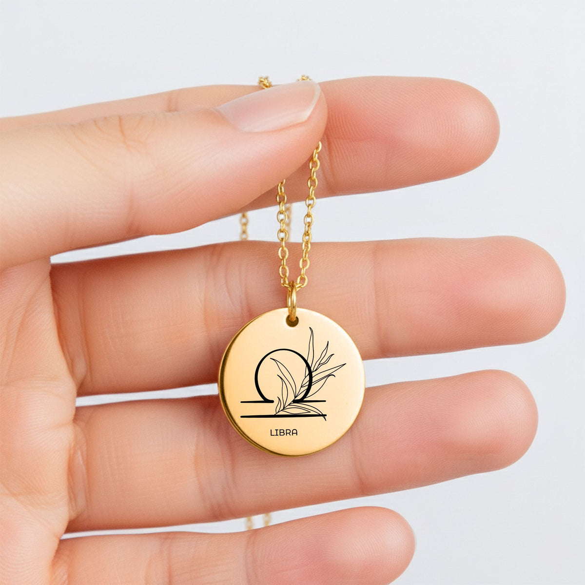 Libra Zodiac Coin Necklace – Minimalist Libra Pendant by OwnPrint