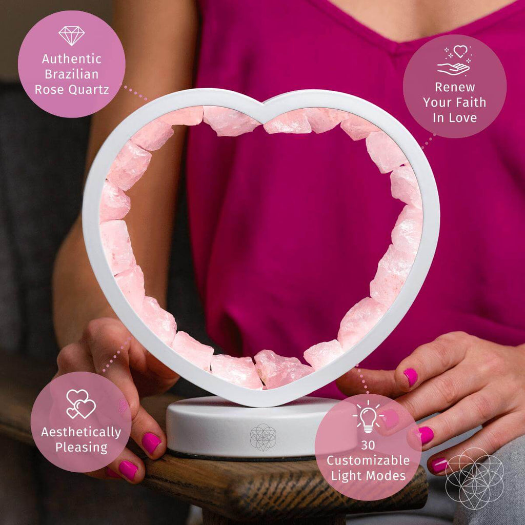 Love Magnet - Rose Quartz Heart Lamp by Conscious Items