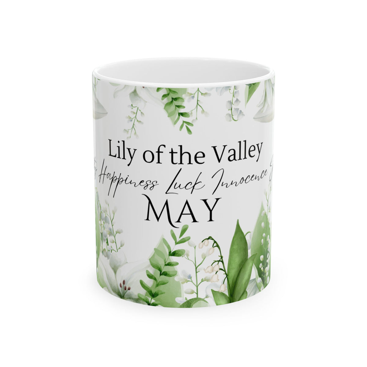 May Birth Month Mug — Lily of the Valley Floral Keepsake (Happiness, Luck) by Printify
