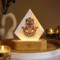 Selenite Mood Lamp with Hamsa Hand – Healing Crystal Lamp for Energy Cleansing, Meditation & Sleep