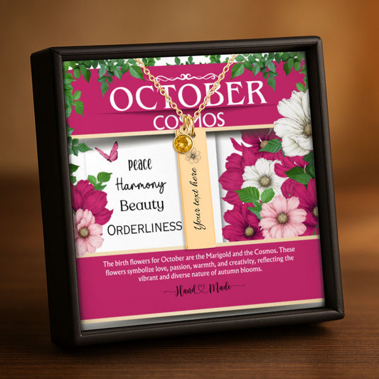 October Cosmos Birth Flower Necklace | Opal Birthstone Necklace | by OwnPrint