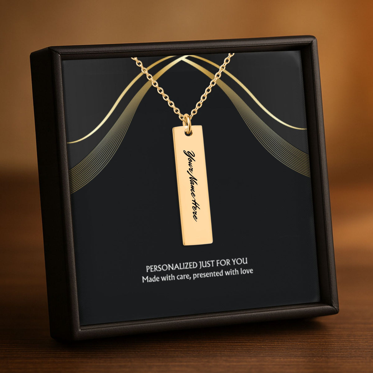 Personalized Engraved Vertical Bar Necklace, Custom Name Jewelry, Minimalist Pendant, Personalized Gift for Her by OwnPrint