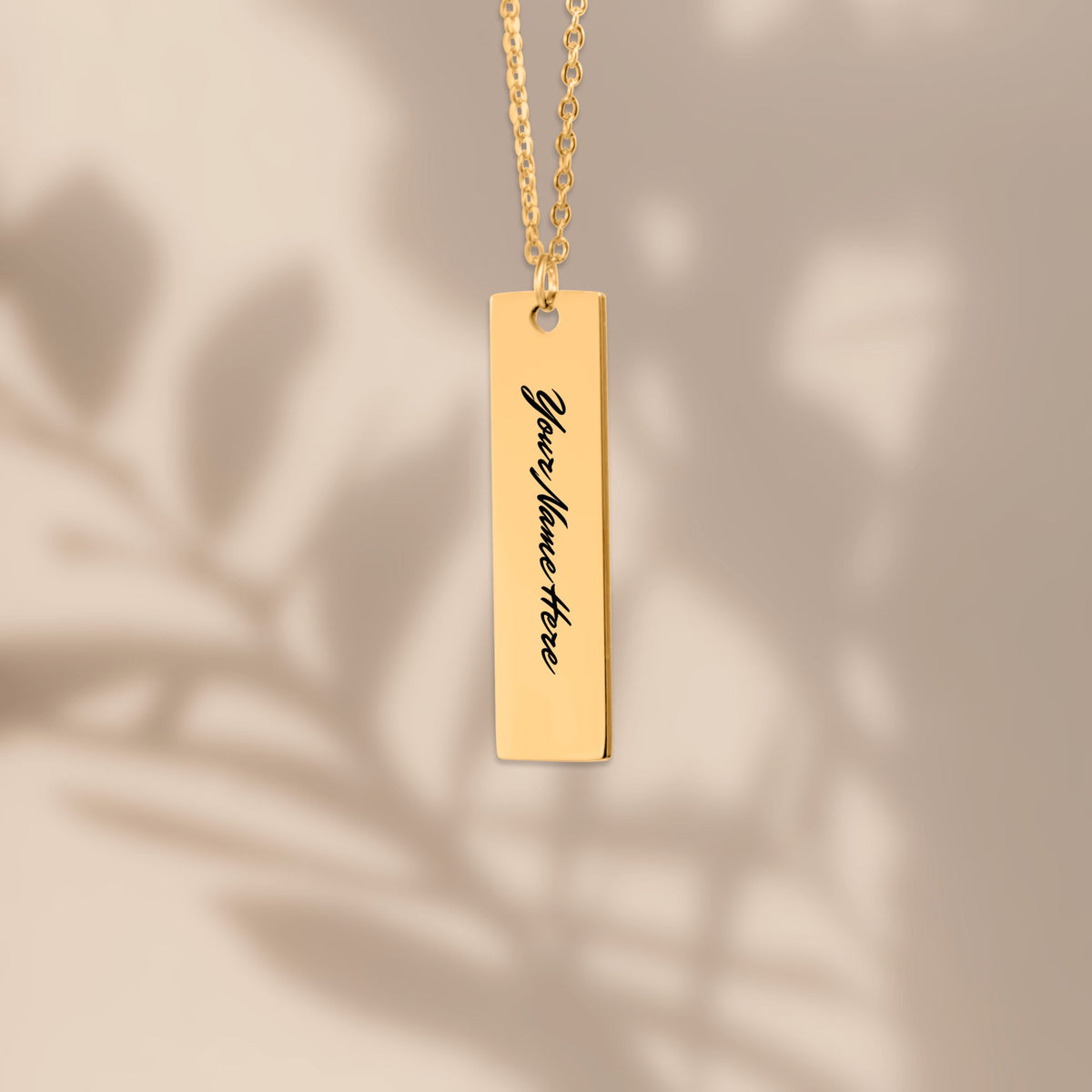 Personalized Engraved Vertical Bar Necklace, Custom Name Jewelry, Minimalist Pendant, Personalized Gift for Her by OwnPrint