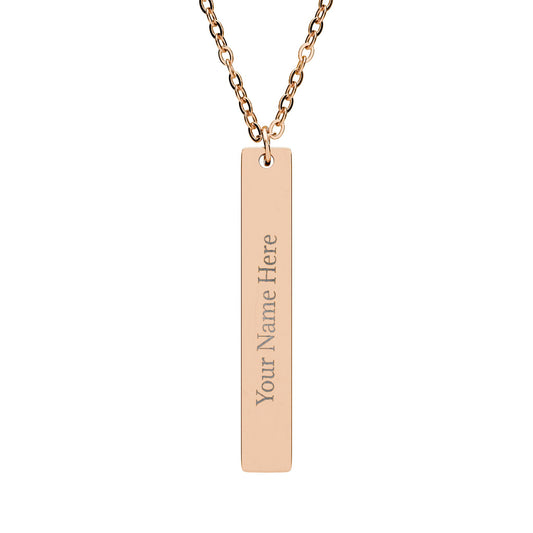 Personalized Vertical Bar Necklace — Engraved Name Pendant (Silver or Rose Gold) by Printify