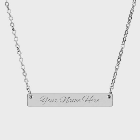 Personalized Name Bar Necklace | Engraved Horizontal Pendant