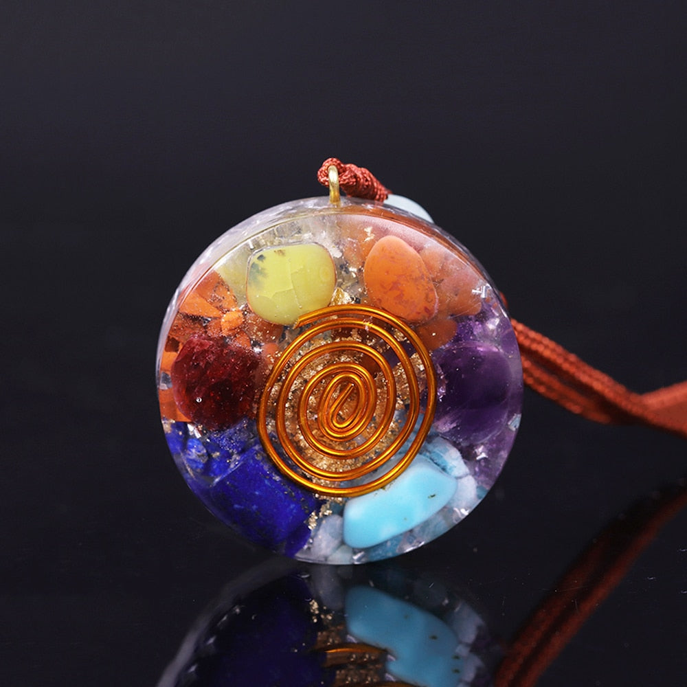 7 Chakra Orgone energy pendant necklace healing stones EMF protection For women energy meditation Jewelry-0