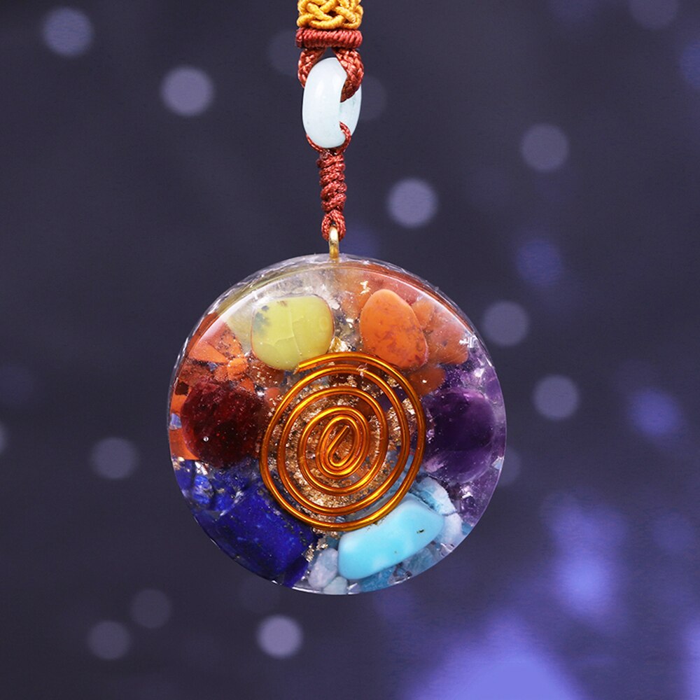 7 Chakra Orgone energy pendant necklace healing stones EMF protection For women energy meditation Jewelry-4