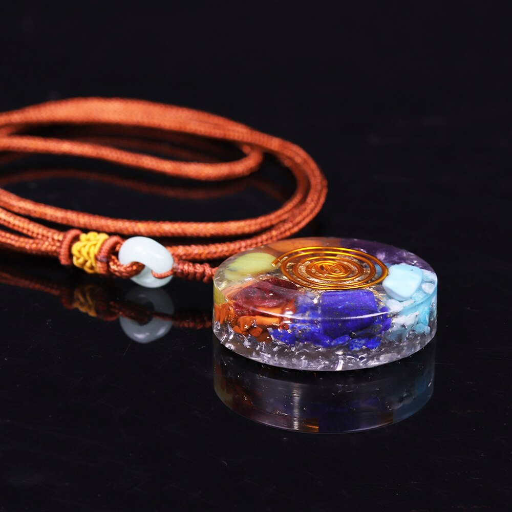 7 Chakra Orgone energy pendant necklace healing stones EMF protection For women energy meditation Jewelry-3