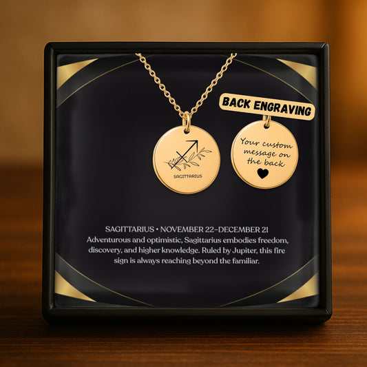Sagittarius Zodiac Coin Necklace – Minimalist Sagittarius Pendant by OwnPrint