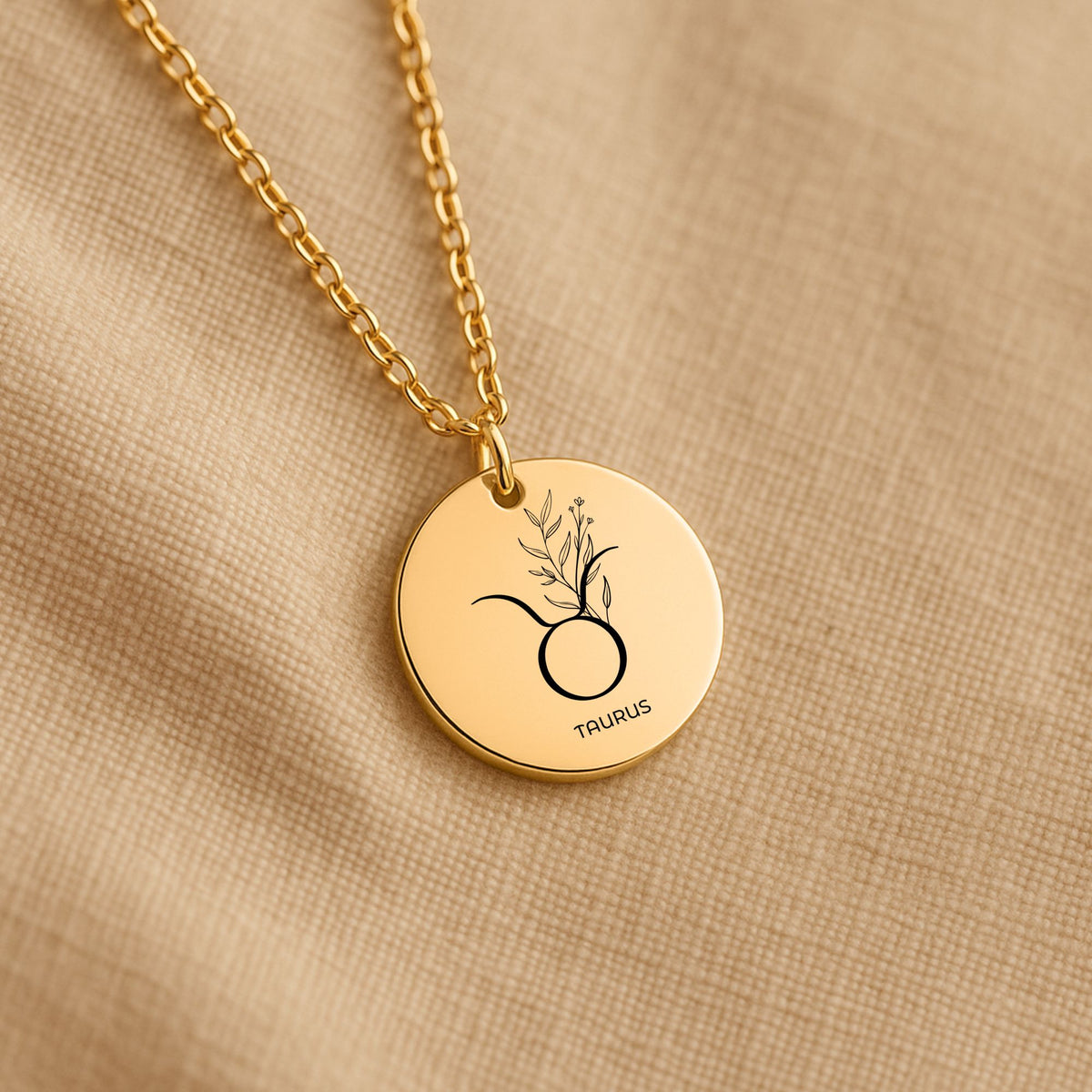 Taurus Zodiac Coin Necklace – Minimalist Taurus Pendant Jewelry by OwnPrint