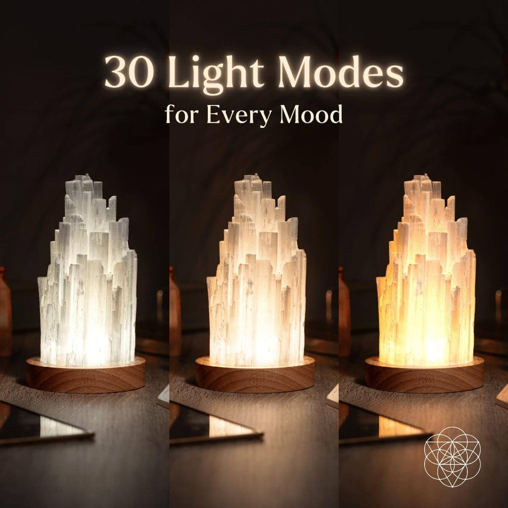 Decorative lamp with 30 light modes for every mood on a dark background