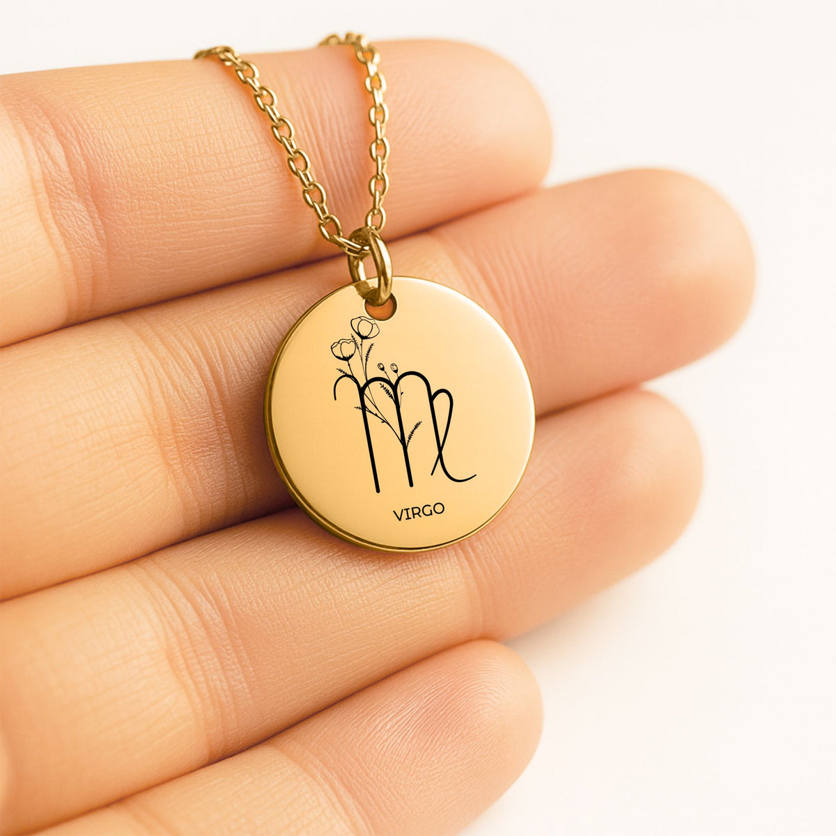 Virgo Zodiac Coin Necklace – Minimalist Virgo Pendant by OwnPrint