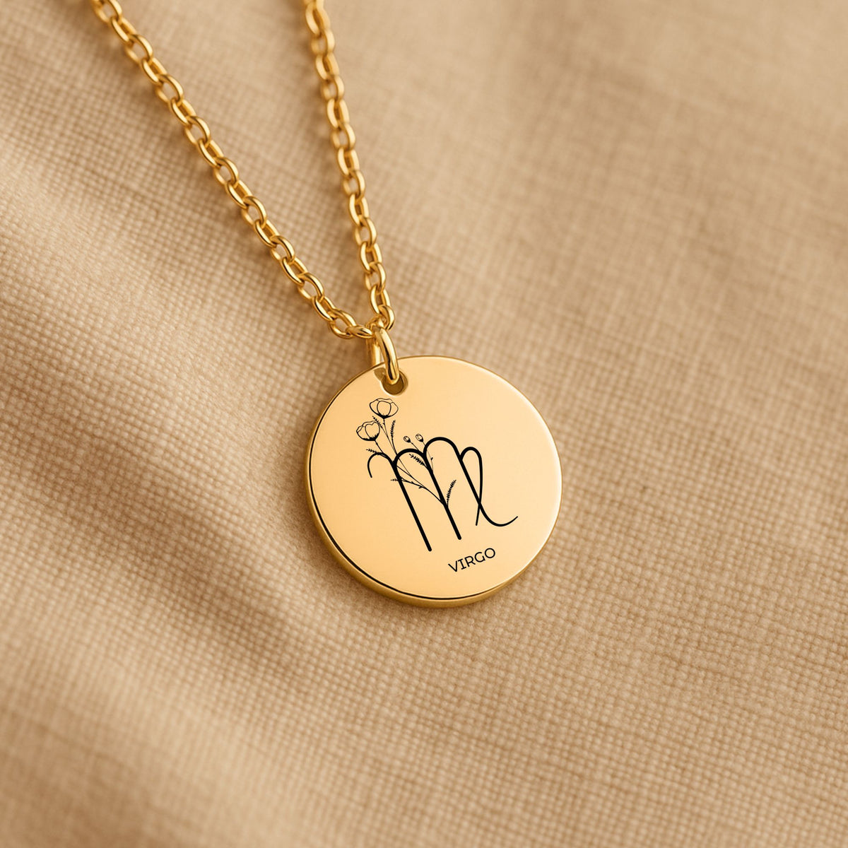 Virgo Zodiac Coin Necklace – Minimalist Virgo Pendant by OwnPrint